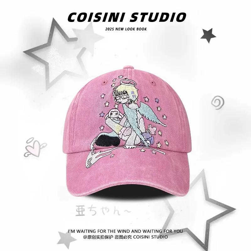 Y2K cute cartoon graffiti embroidery baseball caps women  display picture 1