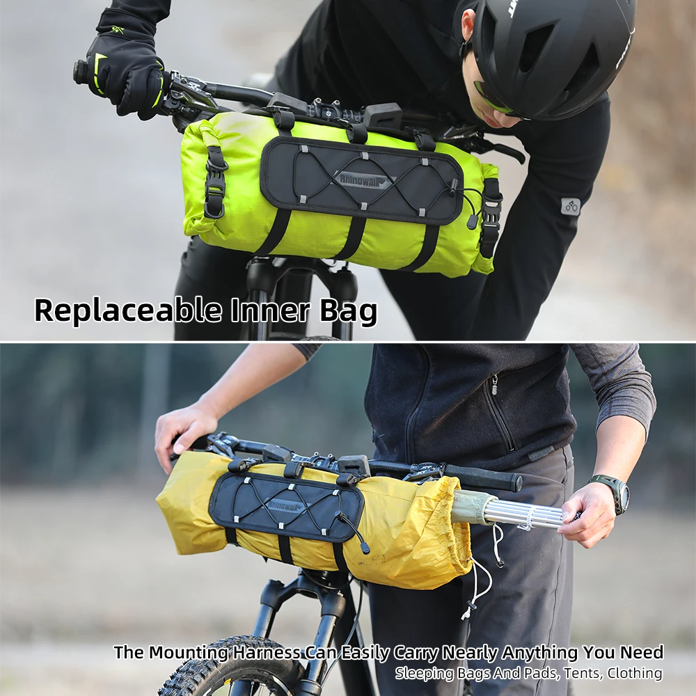 Rhinowalk Bicycle Handlebar Bag 12L Waterproof Bikepacking Harness