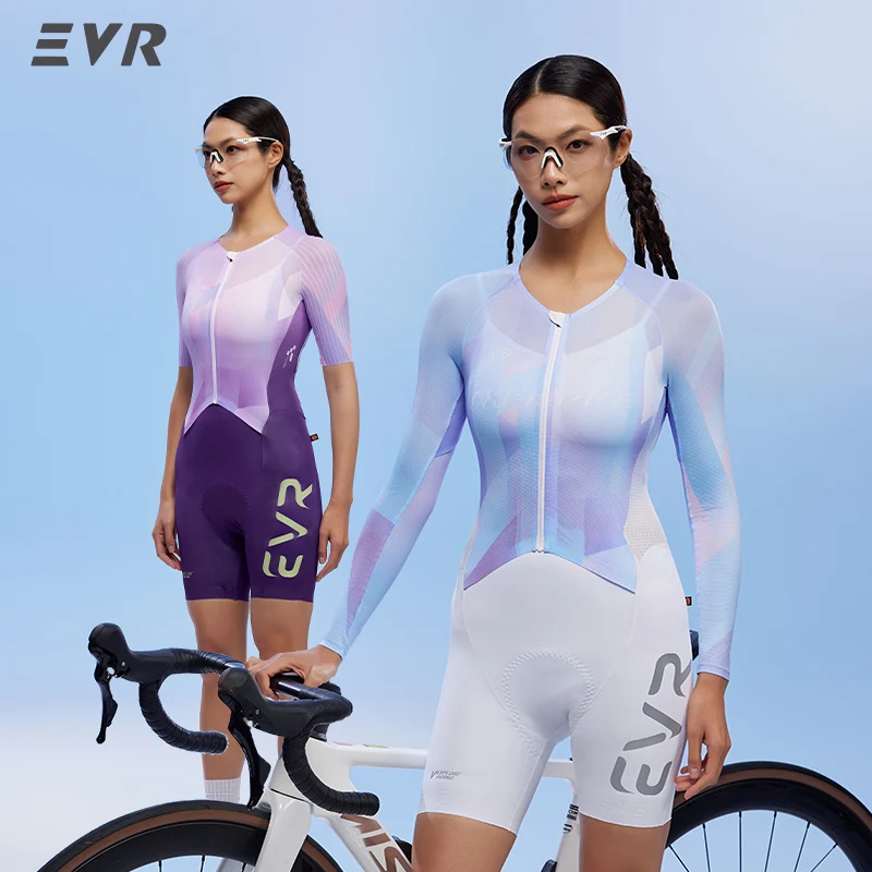 EVR Summer Pro Combinaison de cyclisme une pièce pour femme, combinaison de cyclisme à manches longues et courtes, pantalon de cyclisme, équipement de cyclisme compétitif