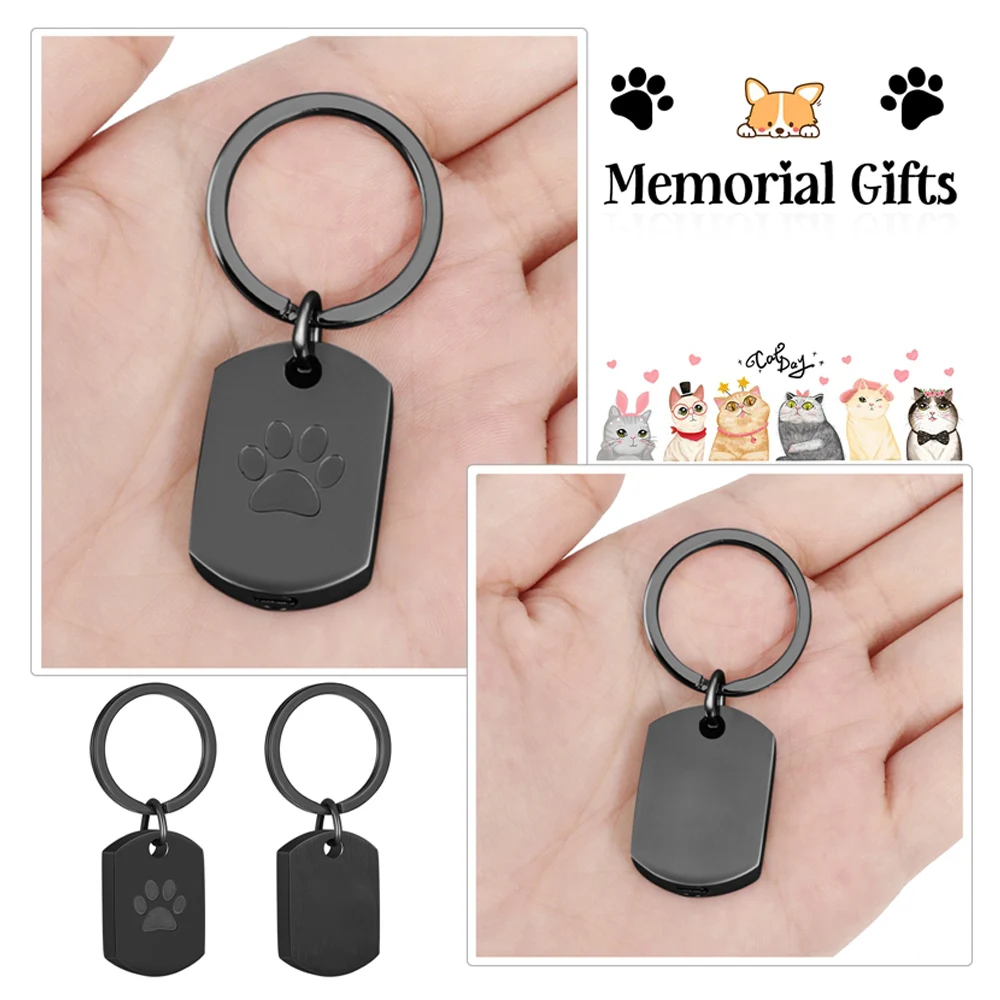 Cremation Jewelry Urn KeyChain for Ashes for Pet Paw Print Memorial Ash Jewelry, Keepsake Pendant Pet's Cat Dog's Ashes
