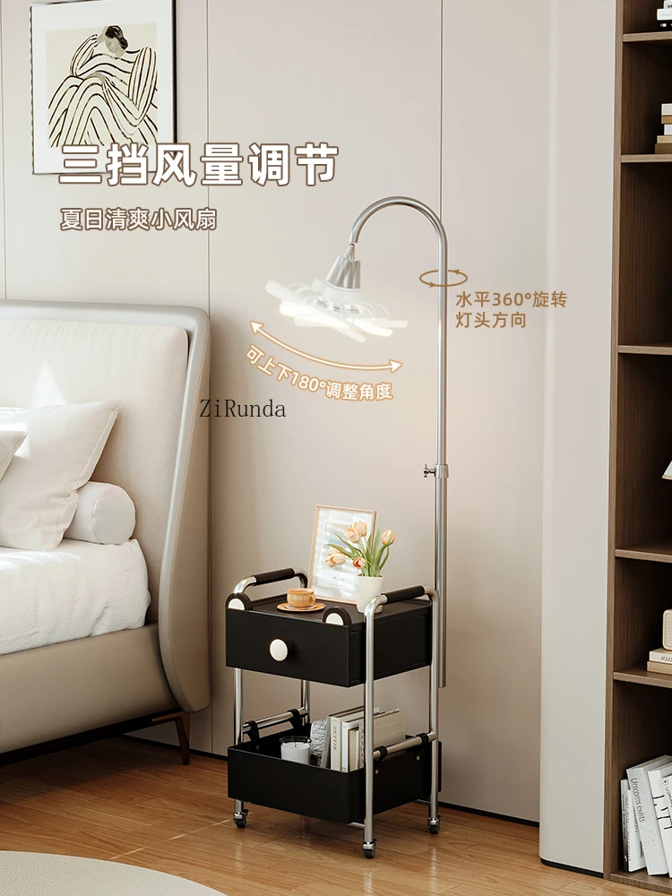 *Bedside Table Integrated Floor Lamp Light Luxury High-end Children's Bedroom Small Mobile Shelf