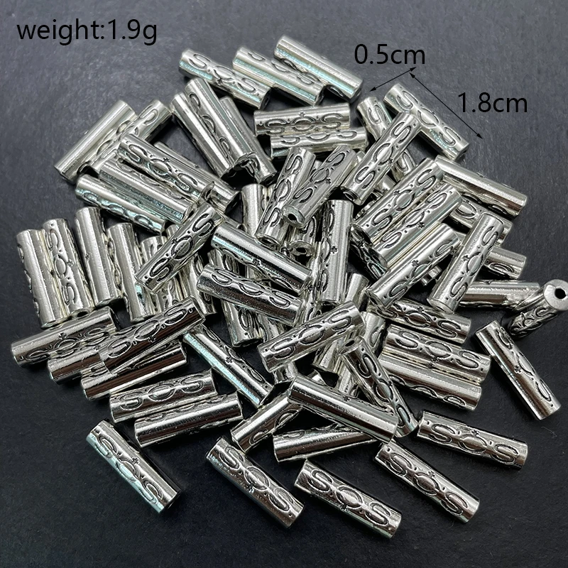 10 30pcs Tibetan Silver Gold Tube Beads Metal Spacer DIY Charms Jewelry Bracelet Leather Rope Making