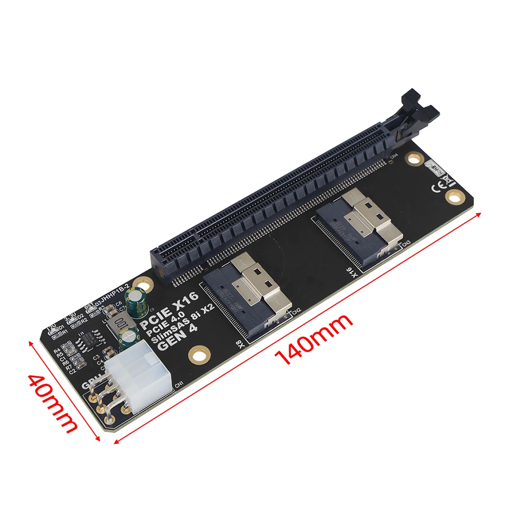2Port SlimSAS 8i x2 to PCIe4.0 x16 Slot Adapter Card SFF8654 Riser
