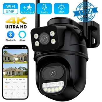 8MP 4K Wifi Street IP camera Dual Lens Dual Screens Outdoor Wireless Camera Ai Auto Tracking CCTV Security Video Surveillance 1