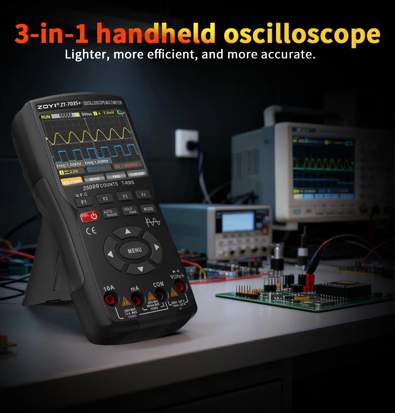2026 Upgraded ZT-703S Oscilloscope Multimeter,25000 Counts True RMS, 10MHz Bandwidth 48MSa/s Sampling Rate, Automotive Diagnosti 1