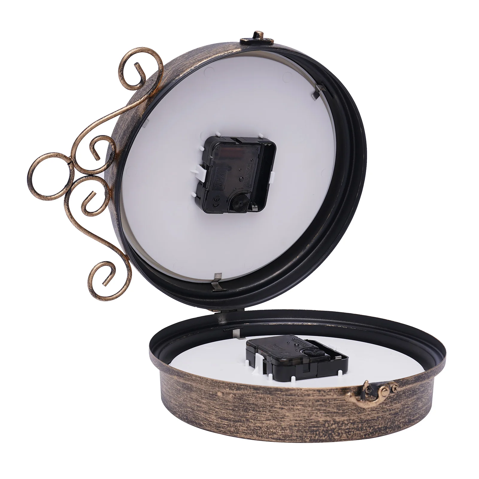 Rustic High Transparent Glass Metal Hanging Clock Digital Decorative Wall Clock Double Sided Wall Vintage Metal