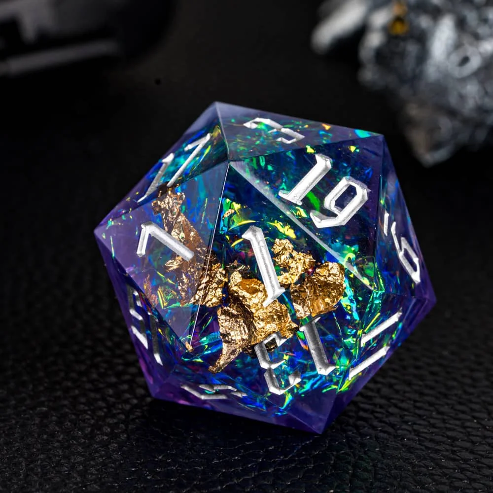 

CRITALLIC-Rainbow Film Dice для ролевой игры, 33 мм кубики D20, полиэдральные кубики RPG, D & D, бар, паб, аксессуары для вечеринок