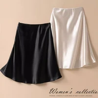 Women High Waist Vogue Acetate Skirts Female Elegant Evening Dresses Girls Fashion Black Champagne Mini A Line Skirts Size-S-L