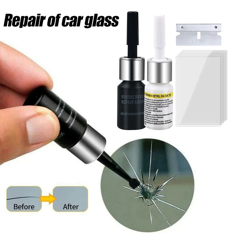 Car Window Repair Fluid Window Mobile Screen Kit Cure Glue Car Window Cracks Gone Glass Repair Kit DIY Scratch Crack Restore 4
