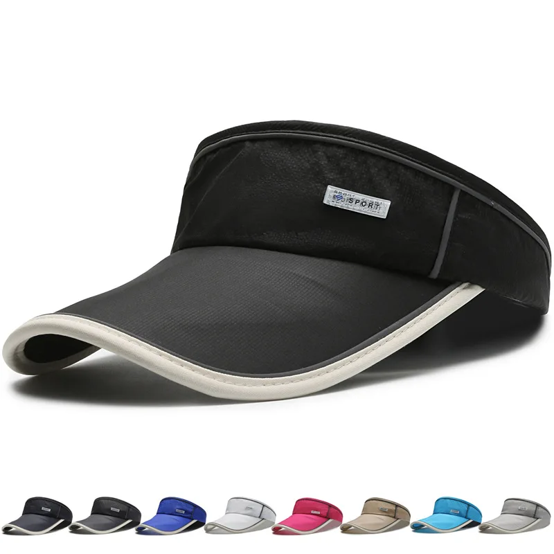 Extended Brim Golf Sports Cap Men Women Big Head Empty Top Reflective Outdoor Hat Mesh Breathable Sun Golf Hat