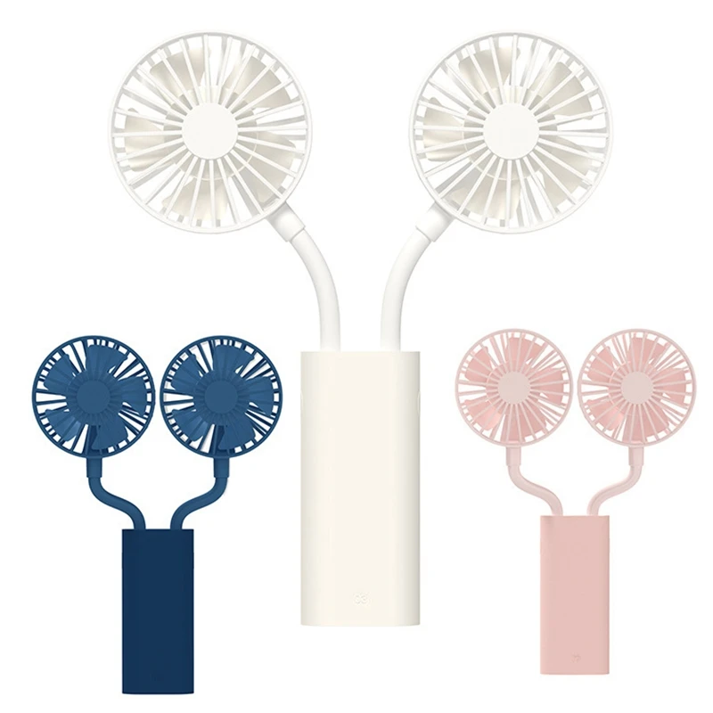 

NEW-Mini Handheld Fan Foldable Couple Double Head Fan 3000Mah Portable USB Charger Fan 360 Degree Adjustment