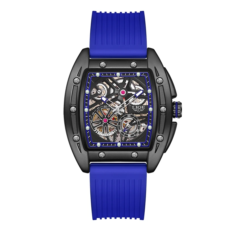 LIGE Luxury Skeleton Automatic Watch - Men's Luminous Waterproof Timepiece