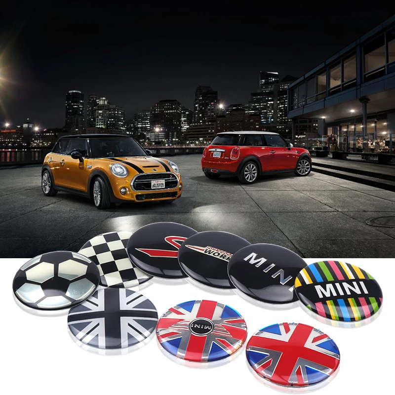 미니 쿠퍼 JCW WORKS R55 R56 F55 F56 R57 R58 R59 자동차 휠 타이어 허브 스티커 배지 장식 자동차 외부 액세서리 4개 52mm