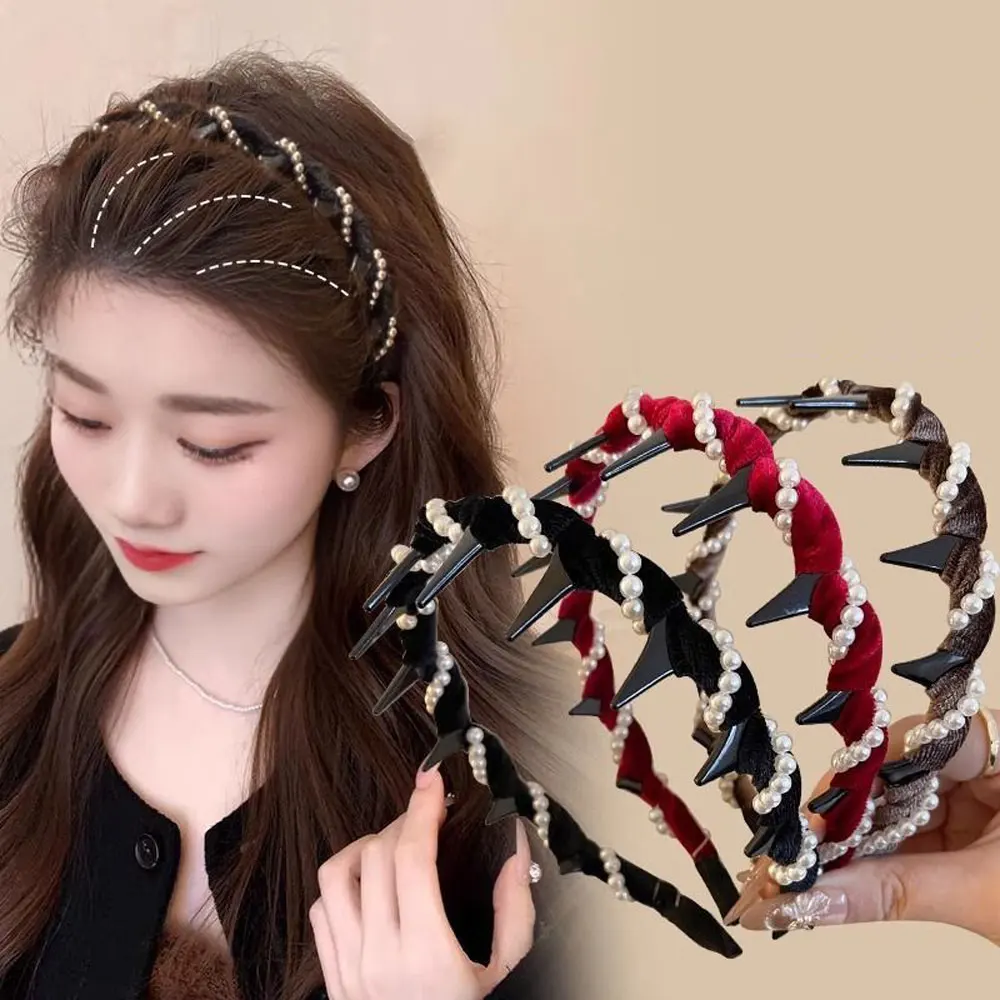Vintage High Cranium Artificial Pearl Hairband, Hepburn Style Headband