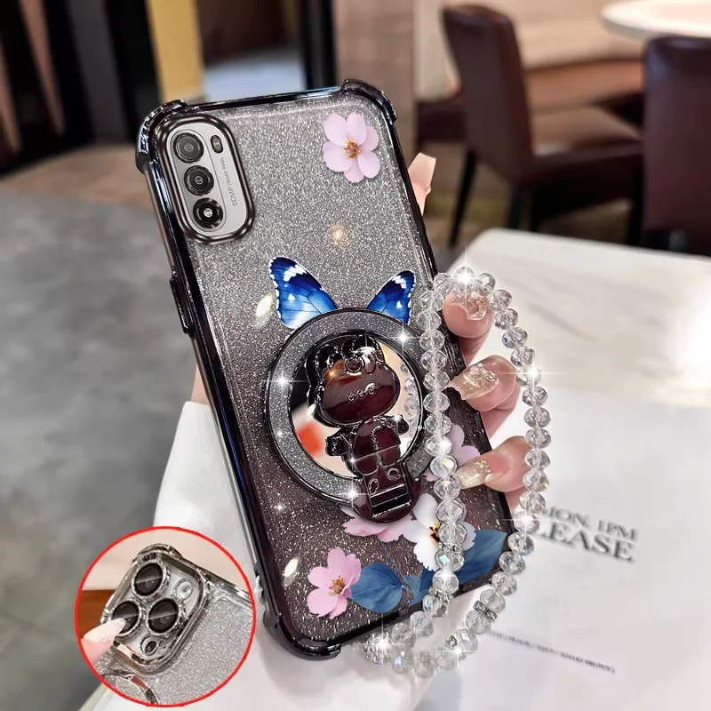 Elegant Winged Design Phone Case with Built-in Stand and Lanyard