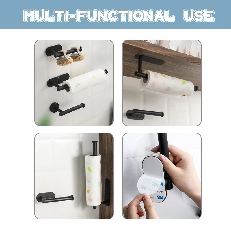 Toilet paper holder Wall Mounted Toilet Paper Holder Towel Holder for Kitchen Stainless Steel Cabinet Paper Roll Storage Hanger Bathroom Accessories paper towel holder toilet roll holder