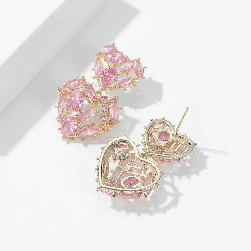 2023 New Fashion Cute Heart Dangle Earrings 925 Silver Needle Gold Plated Statement Brand Jewelry Luxury Earings