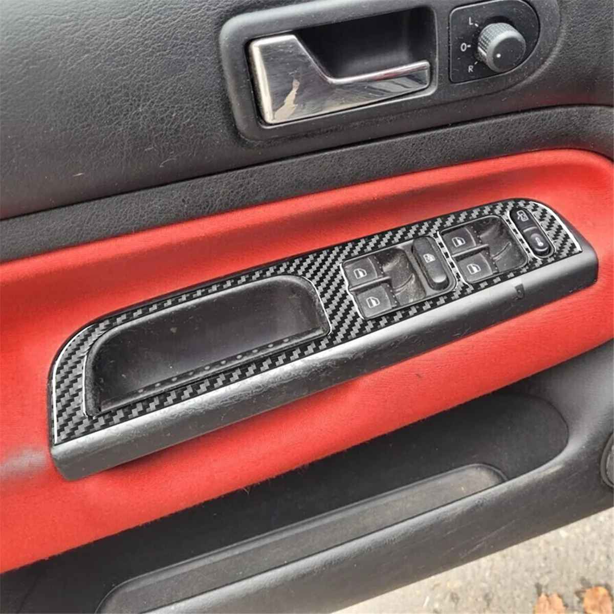 For Golf 4 MK4 1999-2004 LHD Soft Carbon Fiber Car Door Window Lift Switch Button Frame Cover Trim Accessories