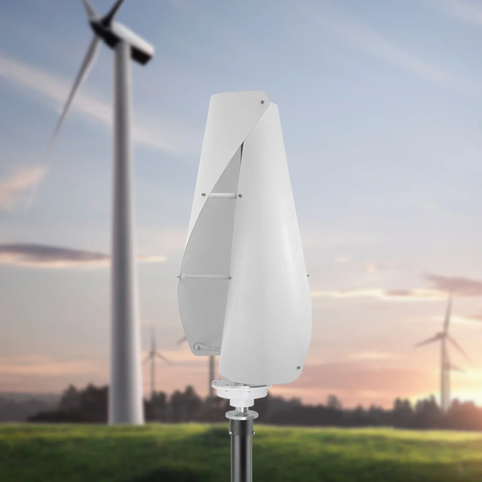 Modern Streamlined Design White 400W Wind Turbine 12V Efficient Power Generation Pure Copper Motor