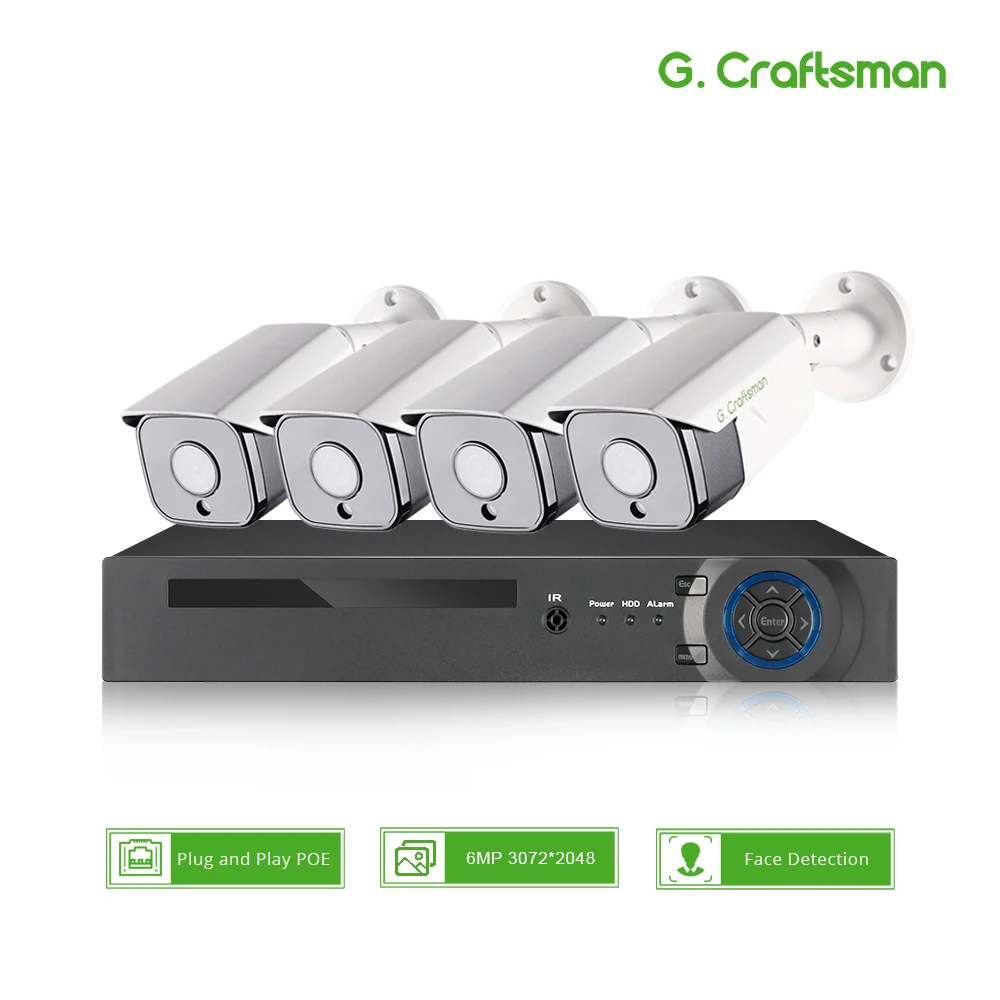 XMeye POE Security System Kits Audio CCTV Video Surveillance AI Onvif NVR 20fps 6MP For Network Video Recorder Surveillance Security