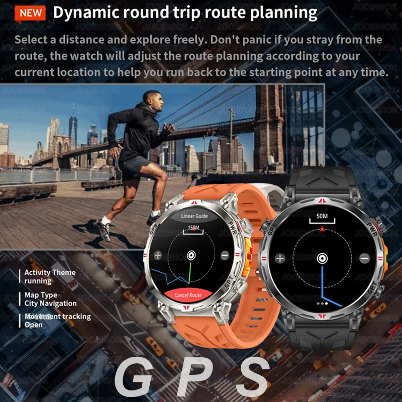 Professional GPS Sports Smartwatch Men 650mAh Battery Compass Altitude 5ATM Waterproof AMOLED Sceen BT Call GPT Assistant Watch