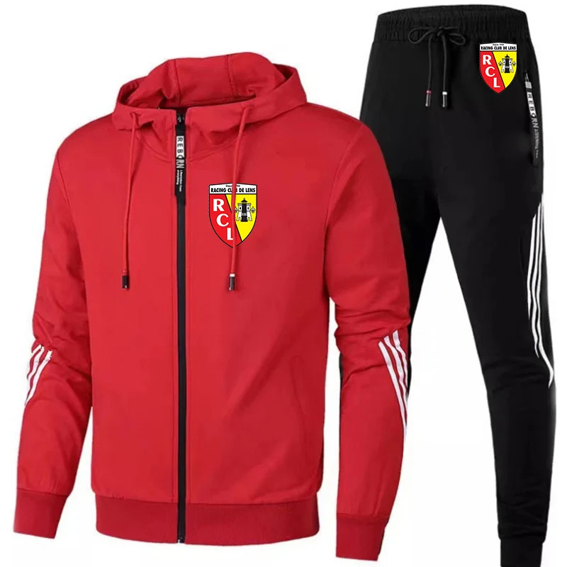Ensemble décontracté imprimé Euro Club Rc Lens pour hommes, survêtements Sportedly, sweats à capuche et pantalons, Hip Hop Street Aadt, printemps, automne, nouveau, 2 pièces