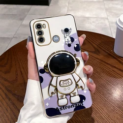 Cute Astronaut Plating Phone Holder Case - Stylish Protective Cover - MOTO G53 (White)