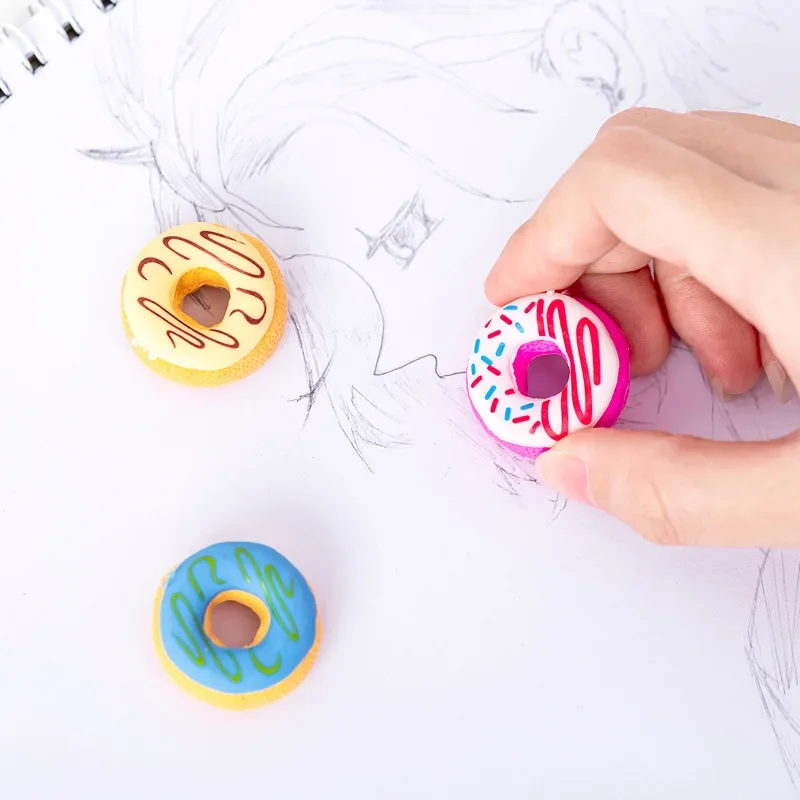 Candy Donuts Eraser Set 6 Pcs/Lot Students Eraser Stationery Supplies pencil eraser,biscuit eraser,kneadable eraser,retractable eraser