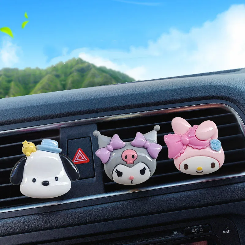 

Kawaii Sanrio Anime Aromatherapy Clip Cute Cinnamoroll Kuromi My Melody Cartoon Car Interior Decoration Creative Gifts for Girls