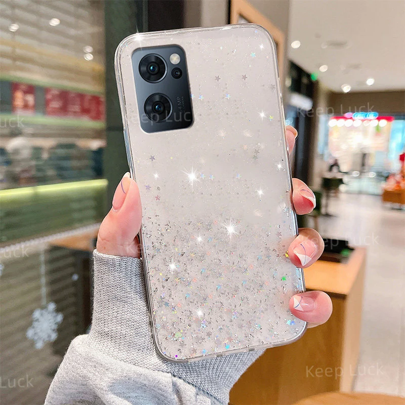 Luxury Bling Glitter Phone Case For OPPO A15 A16 A5 A9 A15S A16S A52 A53 A54 A72 A73 A74 A93 F17 F19 Reno8 Star Clear Soft Cover