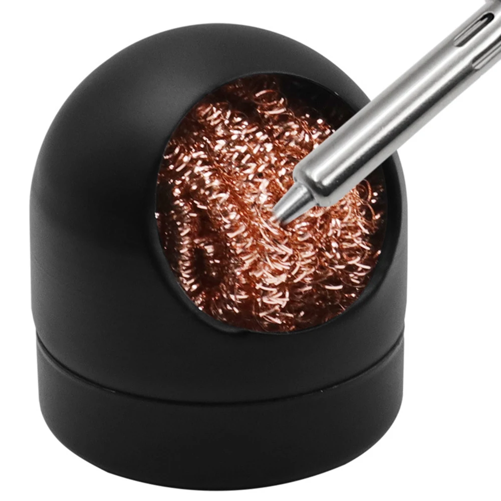 Welding Accessories Soldering Solder Iron Tip Cleaner Copper Wire Ball with Sponge and Holder Black/Gold  Removing Solder Tool