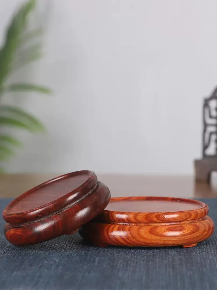 Solid Wood Round Incense Burner, Vase Seal, Purple Clay Pot, Teacup Tea Set, Saucer Stone, Carving, Decorative Wood Bracket