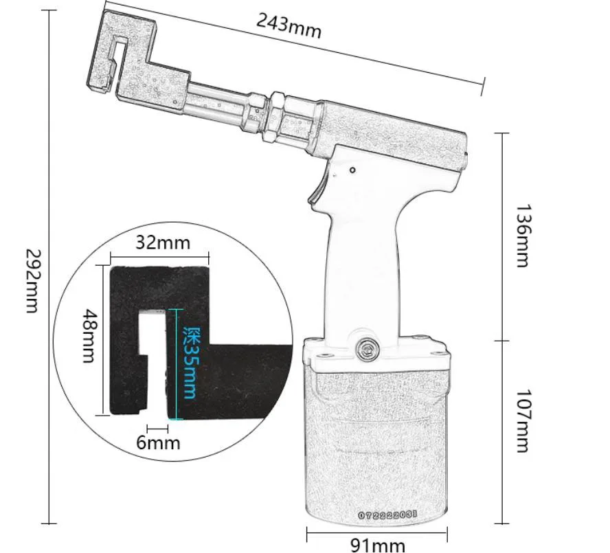 공압식 에어 드레인홀 펀치 30x10mm, 알루미늄 프로파일 배수구용 오일 압력 싱크건