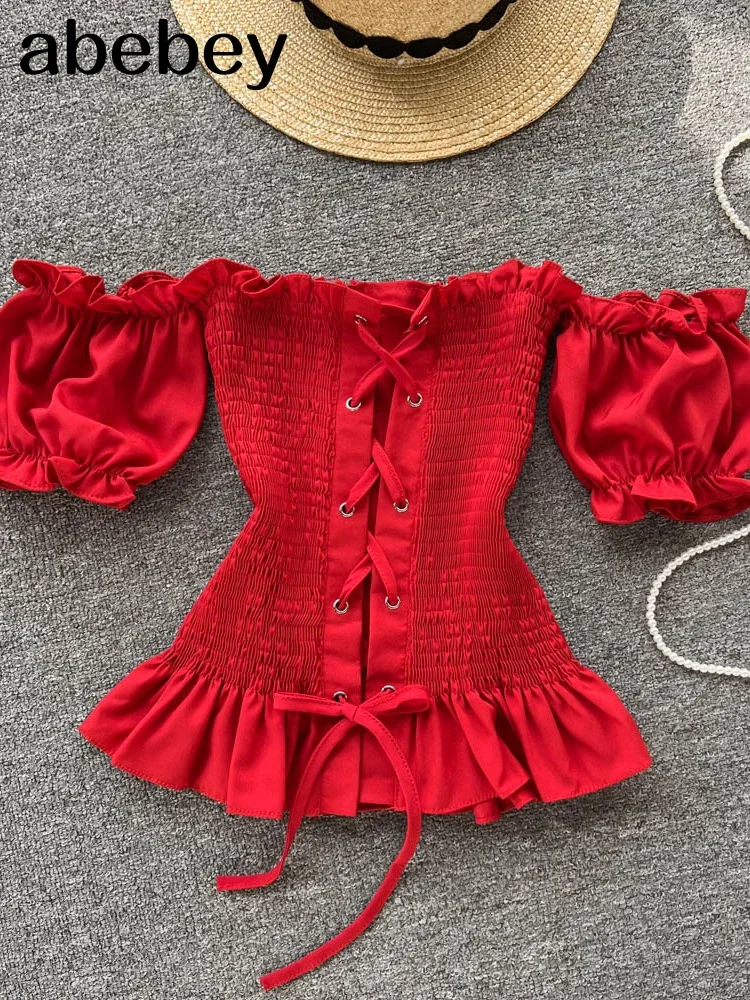 Girls Short Sleeve Tops 2022 Women Fashion New Sexy Short Crop Holiday Solid Color Casual Blouse L861