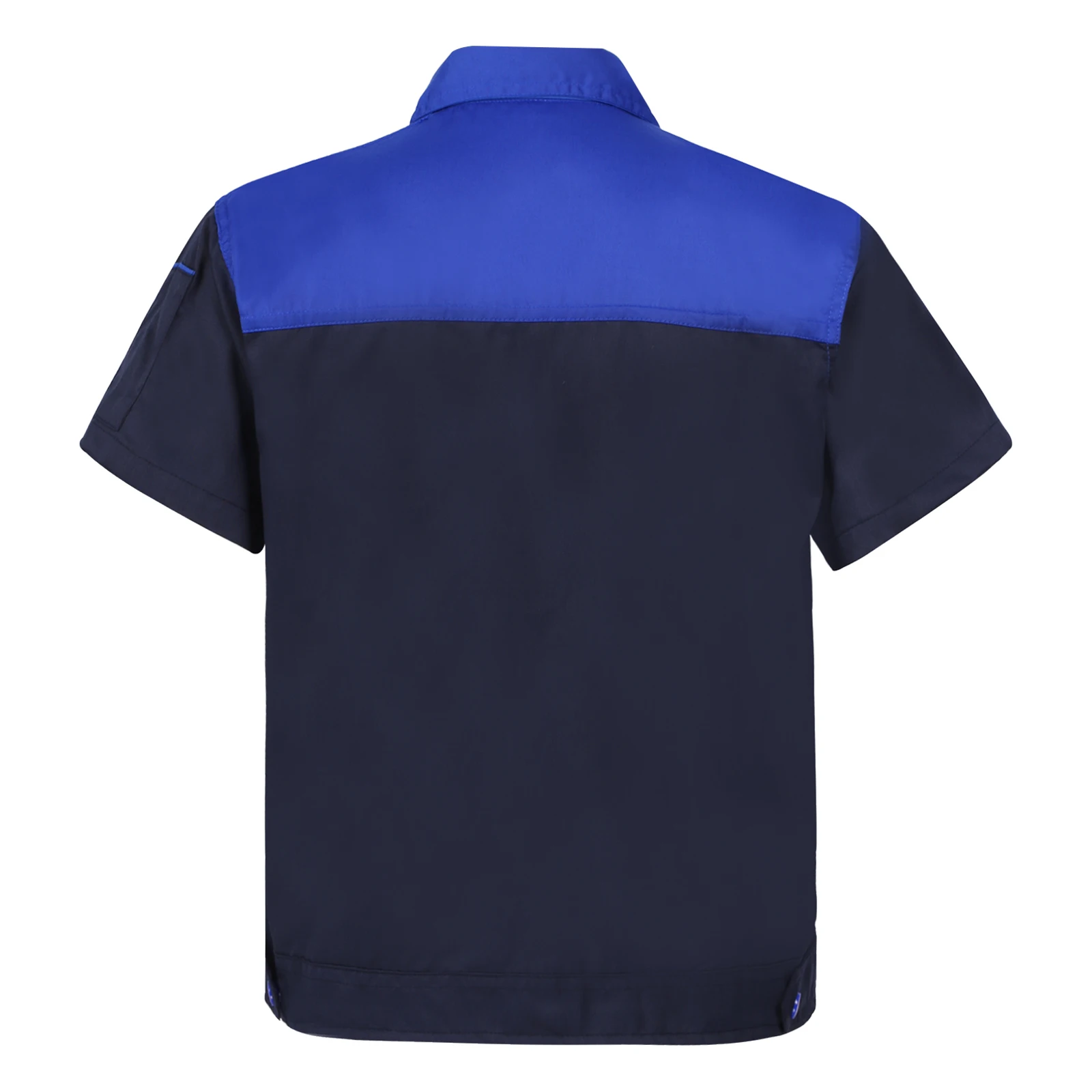 Mens Factory Work Shirt Uniform Short Sleeve Turn-Down Collar Workwear Motor Mechanic Repair Workshop Two-pocket T-shirts Tops