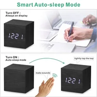 Wooden Digital Alarm Clock with Temperature Sound Control Electronic Clocks Desktop USB/AAA Powered Desperadoe LED Bedside ClocK 3