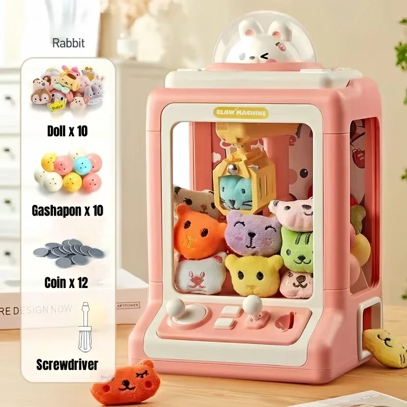 Mini Doll Machines Toys for Kids DIY Prizes Gashapon Coin Operated Play Game Arcade Crane Claw Machine Children Christmas Gifts 2