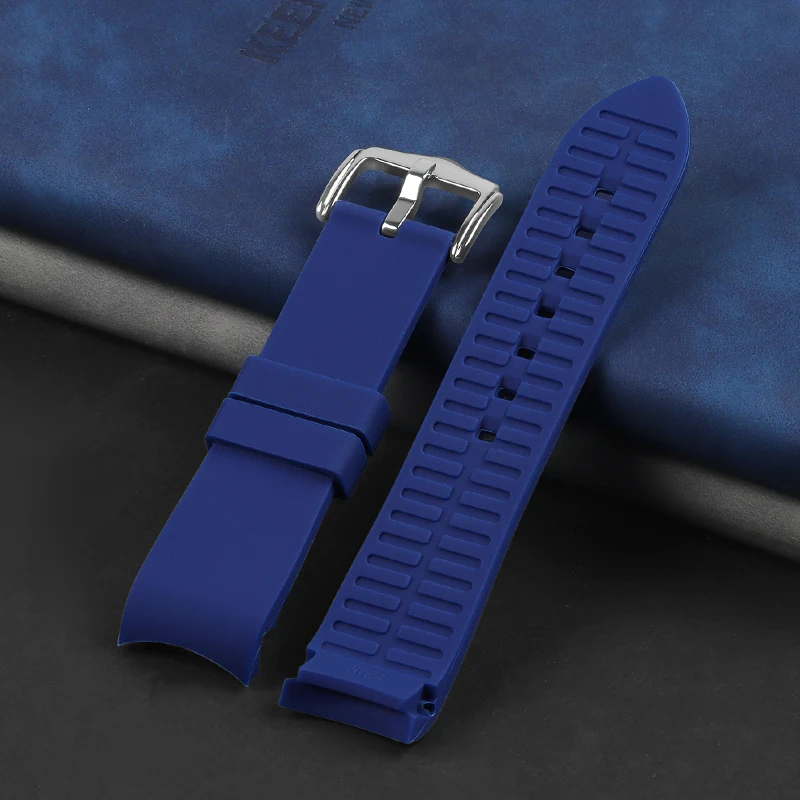 Sport Waterproof Rubber Silicone Wrist Strap with Curved End - Universal Design for Men and Women Accessories