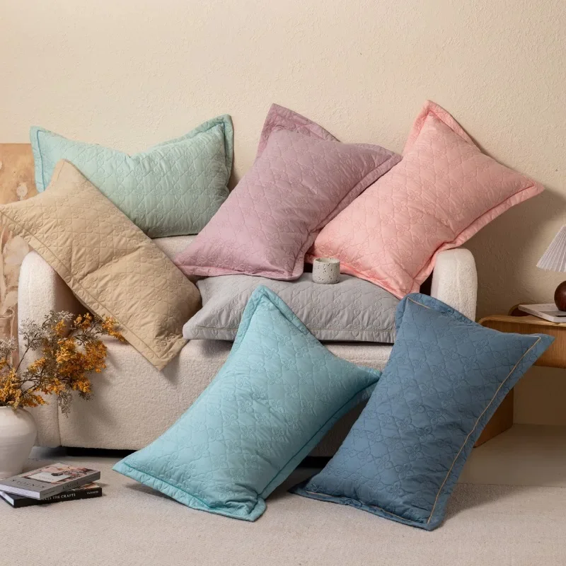 Premium 100% Cotton Quilted Embroidered Pillow Cover - Large Size, Thickened