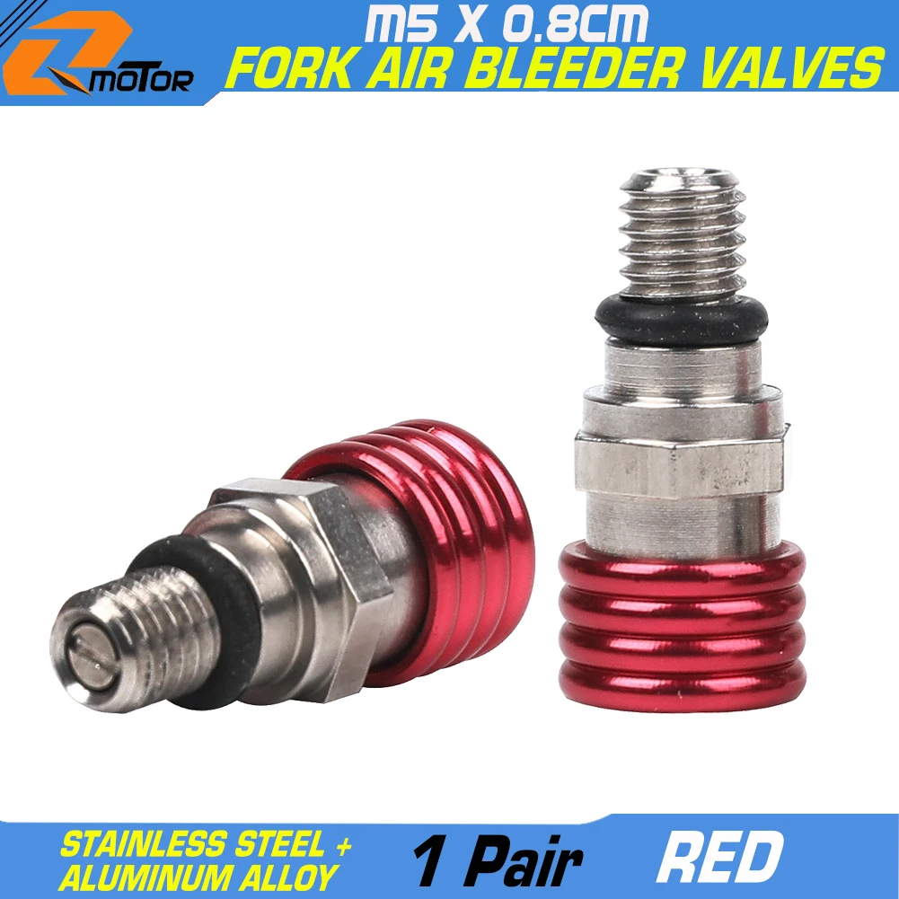 Koolsoo 4x2x Motocross Fork Air Bleeder Valve M5 0.8mm For CR125 Crf450x Black