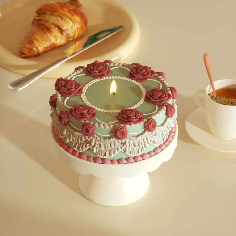 Nicole Cake Candle Molds DIY Scented Aromatic Candle Silicone Mold 3D Birthday Cake Making Mould Home Decoration