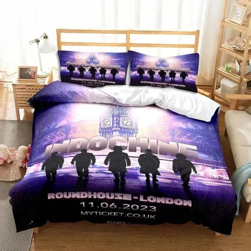 3D Print Indochine Rock Logo Bedding Set Double Twin King Duvet Cover Comforter Pillowcase Boys Girls Adults Bedroom