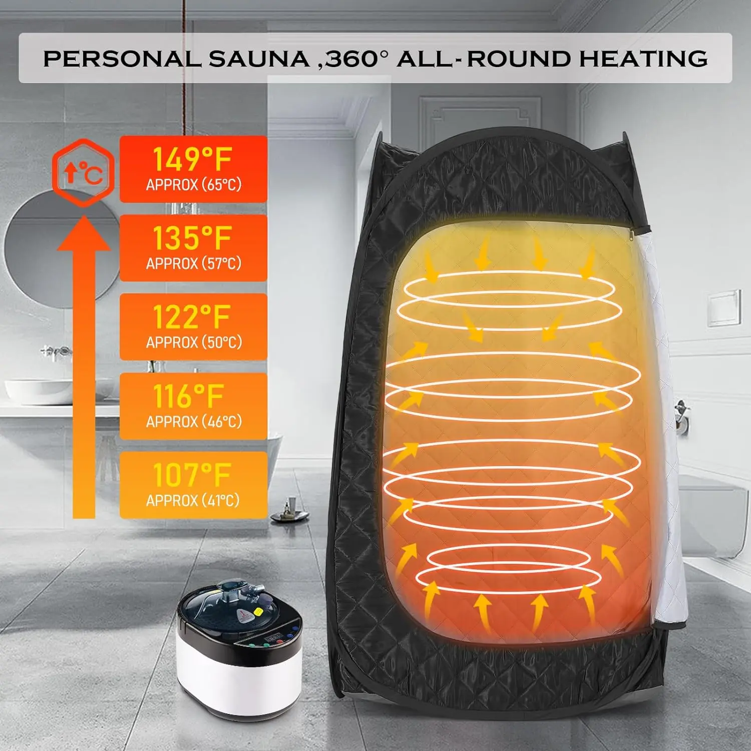 Portable Sauna Steam Sauna Full Body Newly Upgraded Large Space Sauna Quick-Folding Sauna Spa Tent Includes 4L Steamer 4