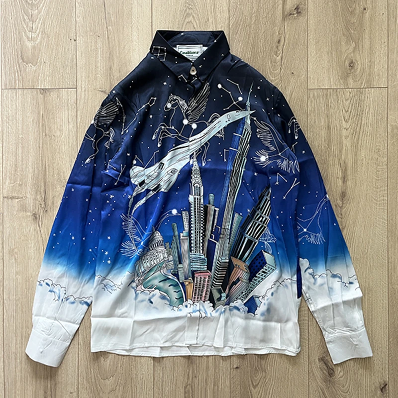 

Long Sleeve CASABLANCA Silk Shirt Men Women Best Quality Top Tees