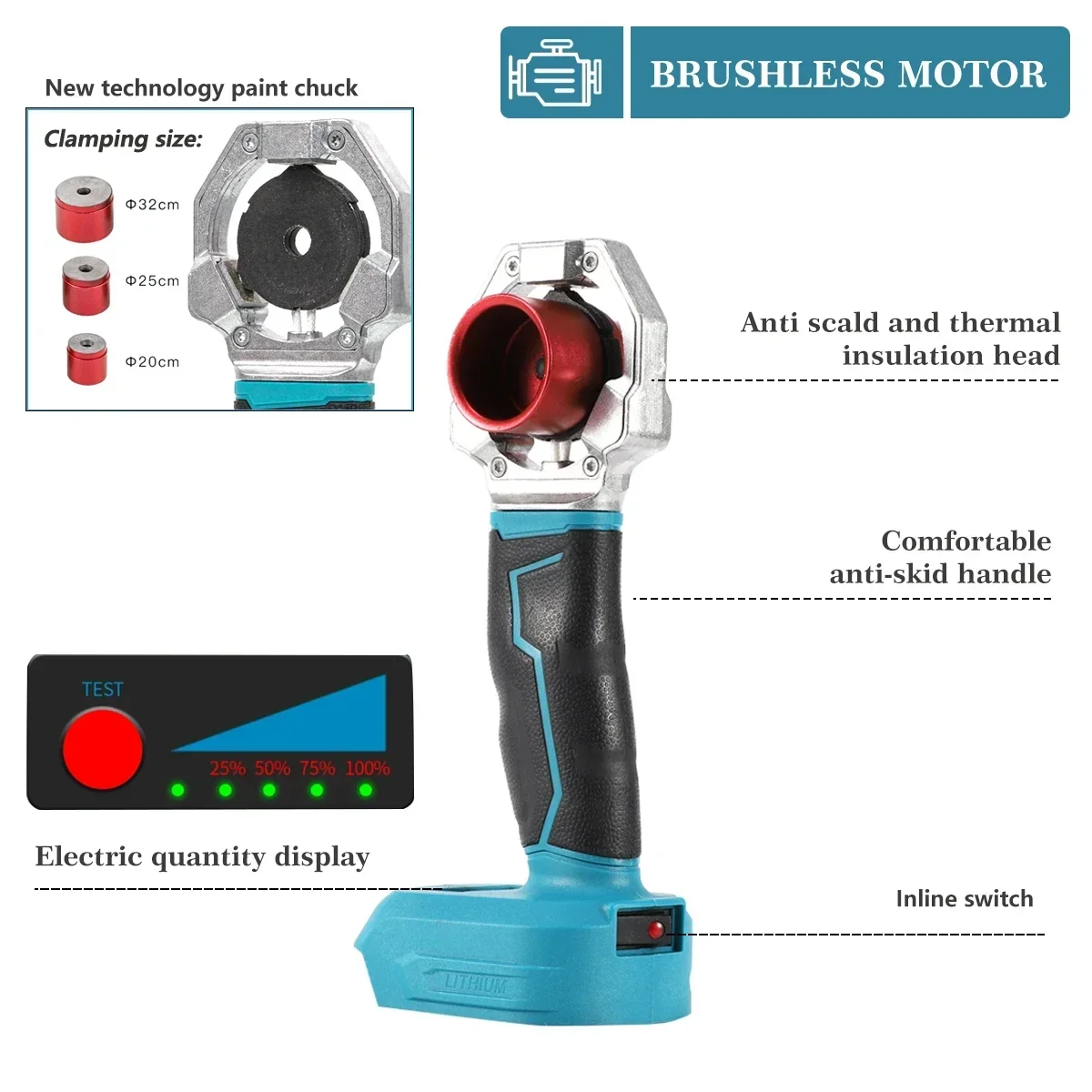 Rechargeable Hot Melt Machine Cordless PPR Water Pipe Melter Plastic Welding Machine with Replacement Heads For 18V Battery 2