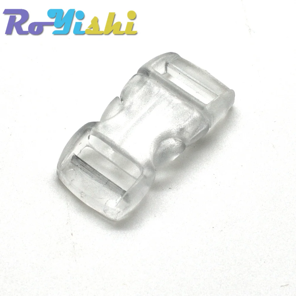 11 teile/paket 1/2 "(10mm) Gelee klare bunte gebogene Mini-Schnallen mit seitlicher Freigabe für Paracord-Armband/Katzen halsbänder – Detail 11