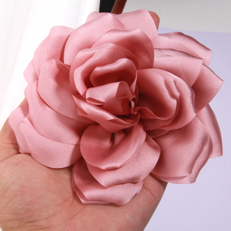 10 Stück 14cm Vintage Künstliche Blumen Accessoires für Kleidung DIY Rosetten Stoff Seide Organza Spitze Satin Blumen Mädchen Kind – Detail 5