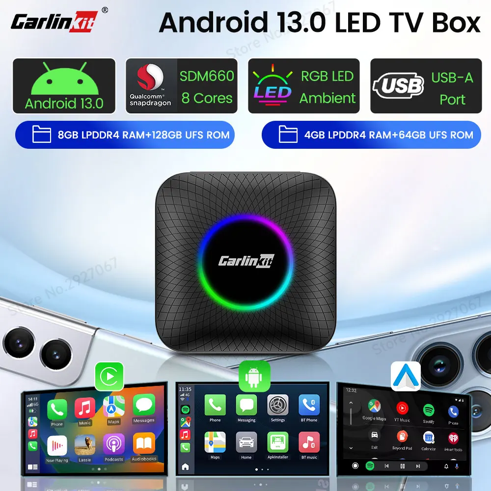 

2024 CarlinKit CarPlay Android 13 Ai Box SDM660 6225 6125 Wireless Car Play Android Auto Smart Car Multimedia Streaming TV Box