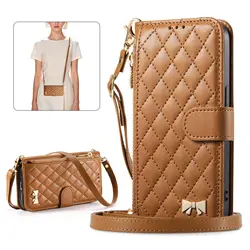PU Leather Crossbody Flip Wallet Phone Case with Wrist Strap Cover for Realme C53 (Brown Long Strap)