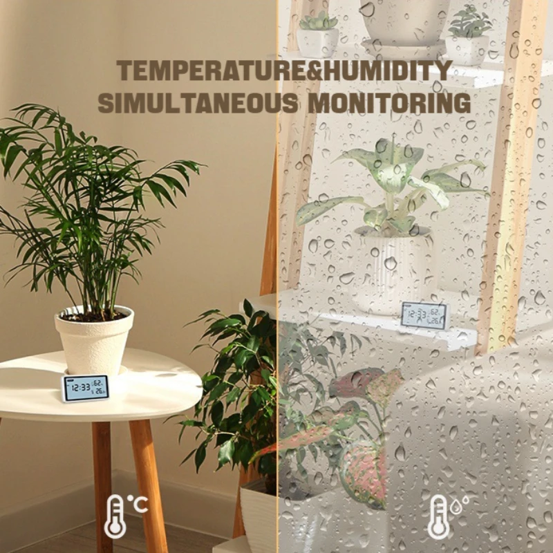 Smart Indoor Digital Thermometer & Hygrometer with Large LCD Display and Alarm Clock - High Precision